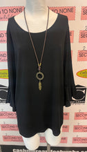 Load image into Gallery viewer, Black Button Bell Sleeve Blouse (Size 1X)