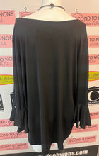 Load image into Gallery viewer, Black Button Bell Sleeve Blouse (Size 1X)