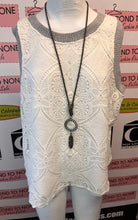 Load image into Gallery viewer, White Lace Knit Trim Tank Top (Size XL)