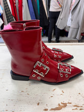 Load image into Gallery viewer, NEW Red Patent Buckle Detail Boots (Size 8.5)