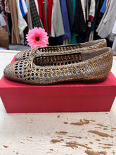 Load image into Gallery viewer, Vaneli Open-Weave Leather Gold/Silver Flats (Size 11)