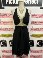 Load image into Gallery viewer, Rhinestone Embellished Black Halter Dress (Size XS/S)