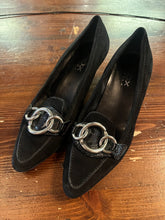 Load image into Gallery viewer, Geox Black Suede Kitten Heel Loafers (Size 9.5/EU 41)