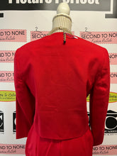 Load image into Gallery viewer, Vintage Eaton’s Cherry Red Wool Skirt & Jacket Set (Size MP)