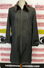Load image into Gallery viewer, Faux-Fur Trimmed Denim Coat (Size M)