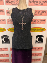 Load image into Gallery viewer, Vintage All-Over Bling Shell with Beaded Fringe Hem (Size S)