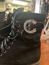Load image into Gallery viewer, Black Shimmery Combat Boots (Size 40)