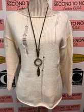 Charger l'image dans la galerie, Knit4You Distressed Ivory Knit Sweater (Size M)