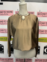 Cargar imagen en el visor de la galería, Metallic Bronze Elastic Hem Blouse (Size XS)