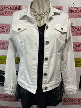 Load image into Gallery viewer, Yest White Denim Jacket with Yellow Flowers (Size 6)