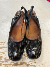 Charger l'image dans la galerie, Black Perforated Leather Sling Back Heels (Size 7.5/8)