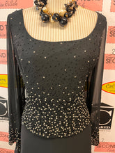 Load image into Gallery viewer, Vintage Black Beaded Long Sleeve Gown (Size 16)