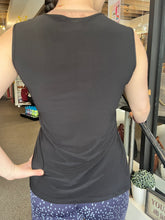 Load image into Gallery viewer, Black Sleeveless Mock-Wrap Shell Top (Made In Canada)