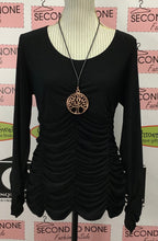 Load image into Gallery viewer, Vintage Picadilly Black Ruching Top (Size L)
