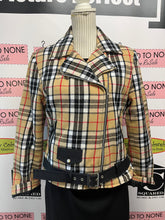 Cargar imagen en el visor de la galería, Patrick King Thompson Camel Plaid Biker Jacket (Size L - Fits Small)