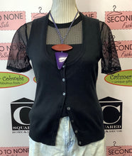 Cargar imagen en el visor de la galería, Classic Black Knit Vest Cardi (Size S)