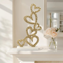 Charger l'image dans la galerie, Stacked Gold Hearts on Metal Base