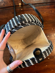 Black & White Round Rattan Purse