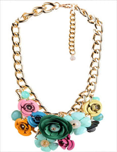 Multi Colour Chunky Flower Necklace