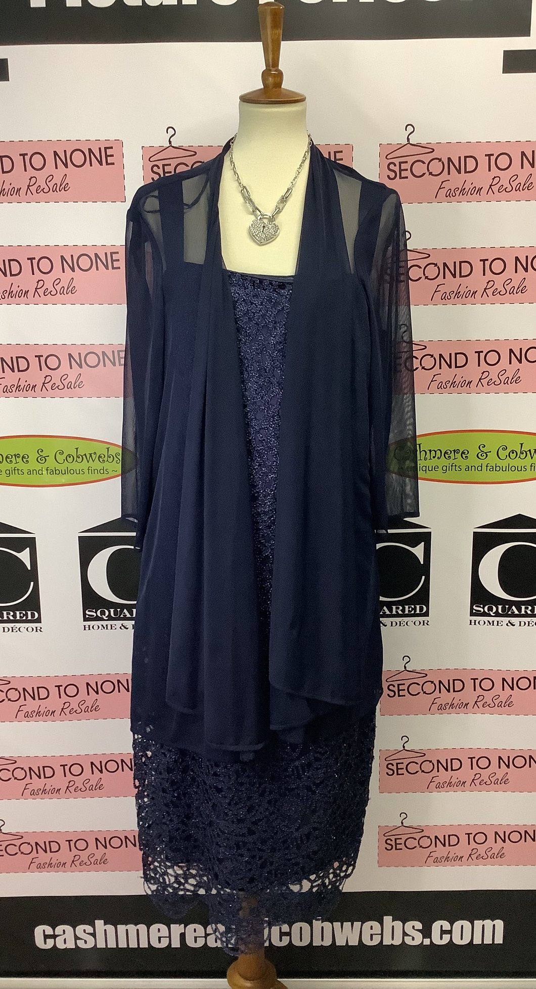 Midnight Blue Elegant Dress Set (Size 18W)