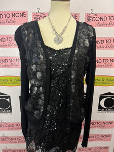 BCBG Black Sequin Cardigan (Size M)