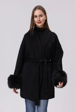 Cargar imagen en el visor de la galería, Belted Coat with Faux Fur Cuff (2 Colors)

