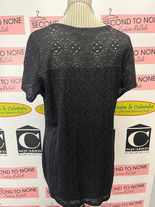 Nina Leonard Black Lace T-Shirt (Size XL)