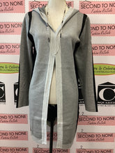 Load image into Gallery viewer, Bedazzled Grey &amp; Black Hooded Cardigan
