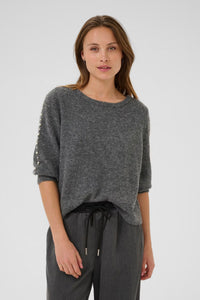 Wool Blend Pearl Sleeve Sweater (2 Colours)