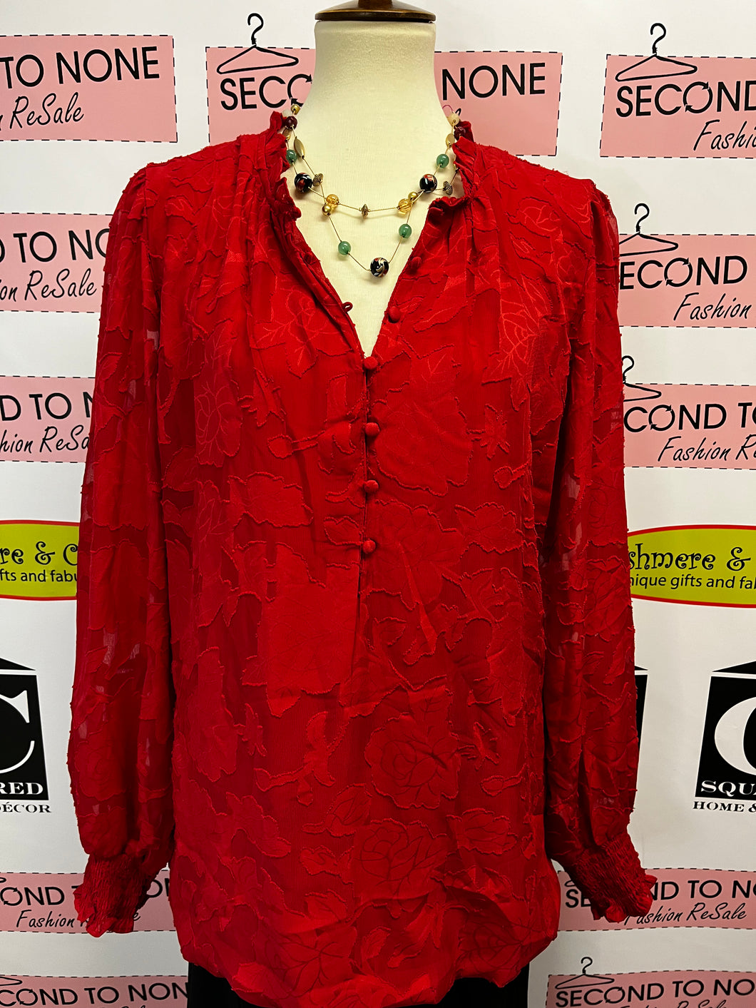 NWT Red Button Blouse (Size 1X)