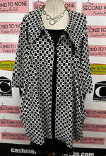 Load image into Gallery viewer, Joseph Ribkoff B&amp;W Geometric Print Dress Coat (Size 20)
