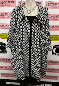 Joseph Ribkoff B&W Geometric Print Dress Coat (Size 20)