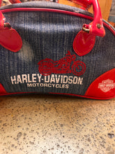 Cargar imagen en el visor de la galería, Y2K Denim/Red Vinyl Harley Davidson Purse
