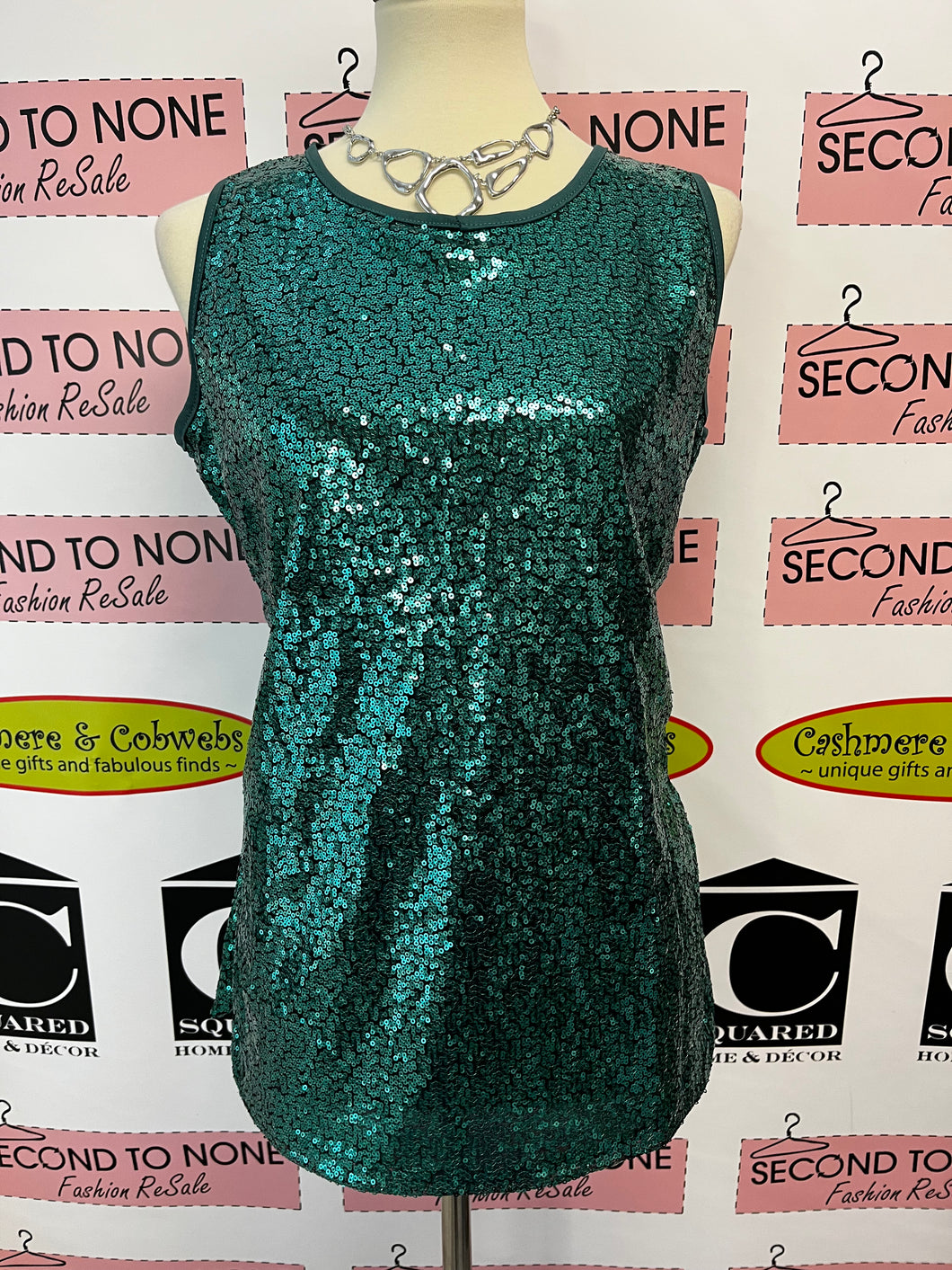 Teal Sequin Tank (Size L)