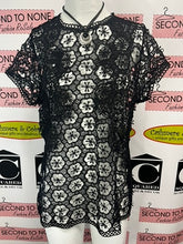 Load image into Gallery viewer, Black Open Crochet Lace Shirt (Size L)
