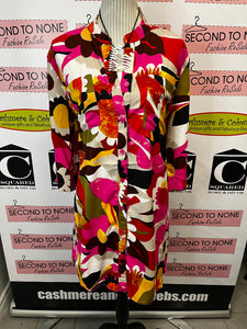 Vibrant Flower-Power Button-Front Tunic
