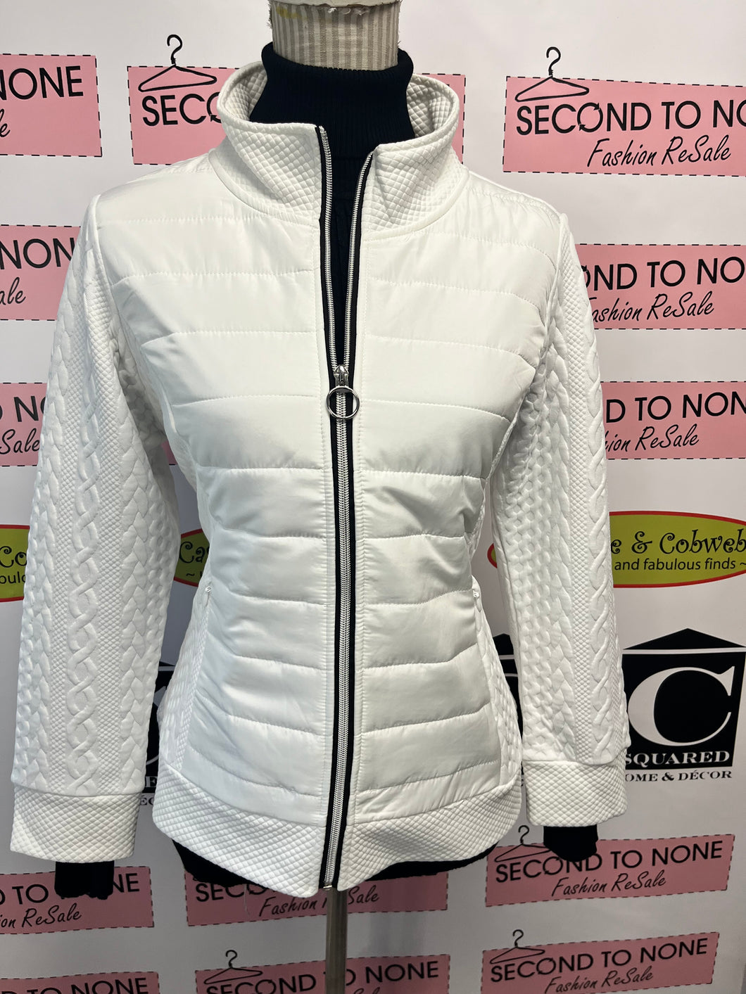 White Sweater-Style Puffer Jacket