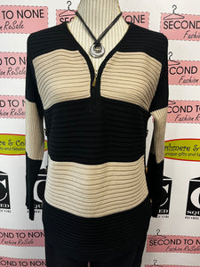 Black/Taupe Ribbed Striped Sweater