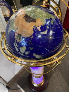 Globe on Marble-Look & Gold Light-Up Base