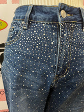 Load image into Gallery viewer, Dark Wash Bedazzled Jeans
