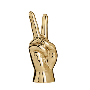 Gold Peace Sign Hand Sculpture