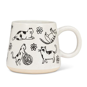 Oversized Mug with Cat Drawings