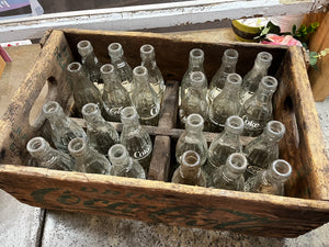 Wooden "Coke" Crate with Full Set of Bottles