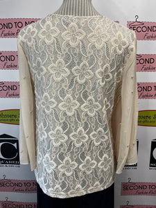 Ivory Sparkles, Lace & Pearls Top