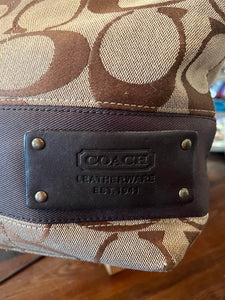 *AS IS* Coach Signature Jacquard Stripe Brown Tote Bag