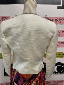 Tahari Cropped Rhinestone Trim Jacket (Size 2)
