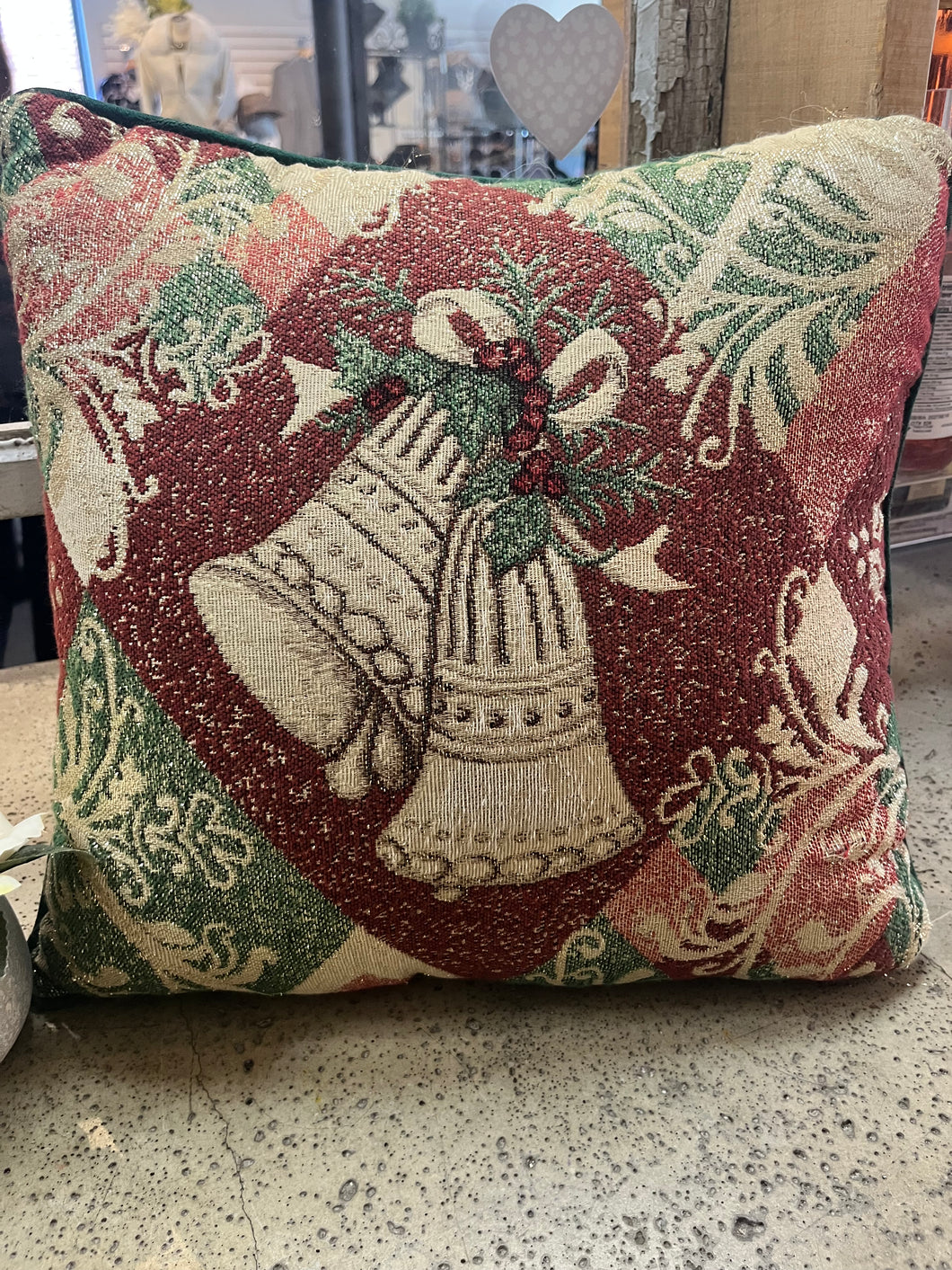 Vintage Sparkly Tapestry Christmas Pillow
