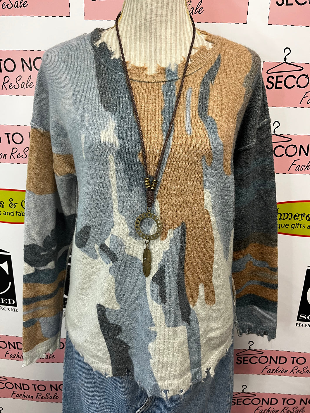 Distressed Camo Sweater (Size M)