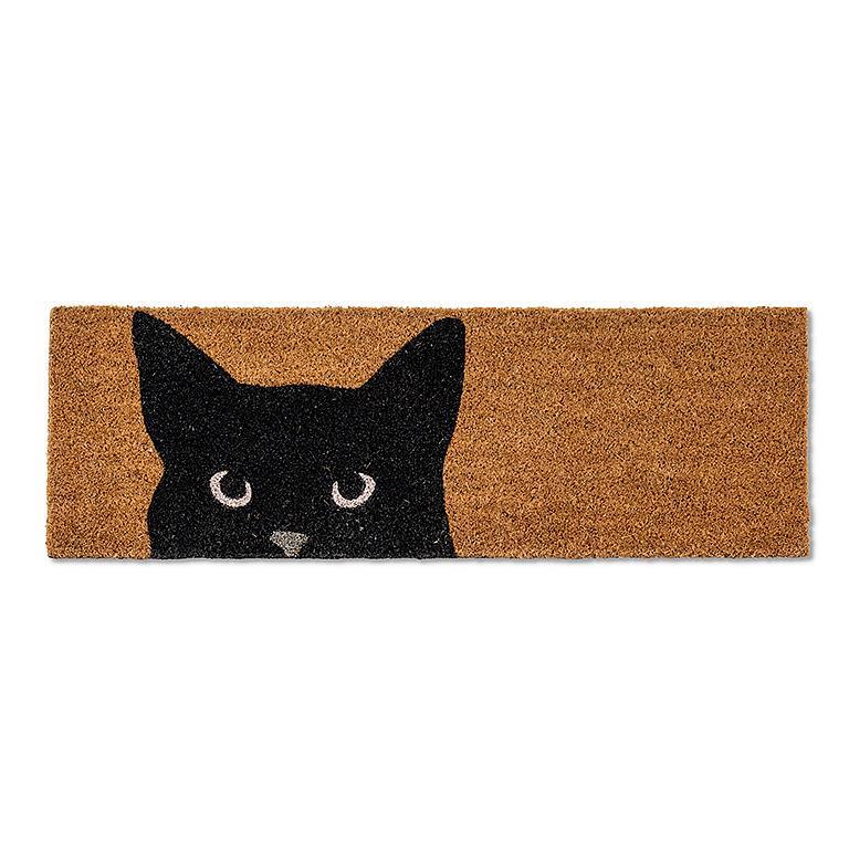Peeking Black Cat Balcony Doormat