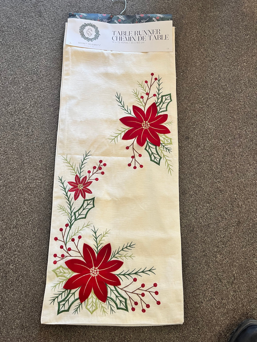 Poinsettia Christmas Table Runner